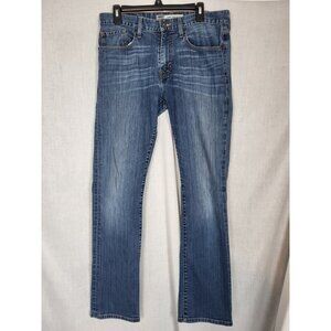 BKE Jake Straight Jeans Men's 35 x 33 Denim Distressed Cowboy Work Casual Party